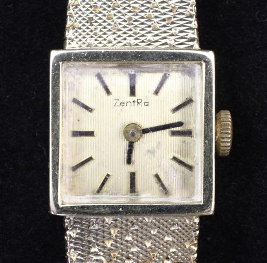 A ladys 1960s 14ct gold Zentra manual wind wrist watch,